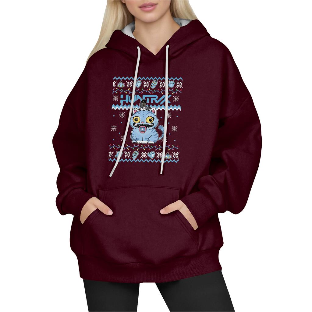 Women's Fashion Long-Sleeve Pullover Hoodie with Fun Movie-Inspired Prints