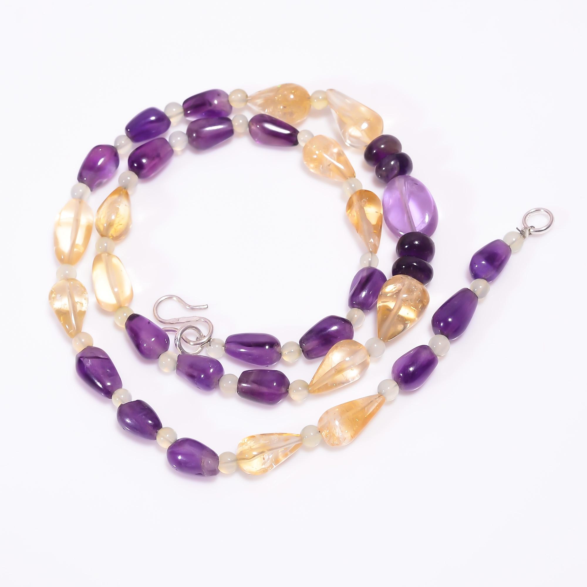 

Натуральный аметист цитрин халцедон ожерелье из бусин 4-14 мм 18 UB-8055 UB-8055