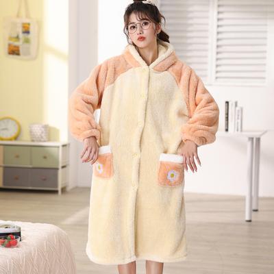 Women's Coral Velvet Nightgowns Winter Long Robes Thicken Plush Pajama Kimono Flannel Sleepwear Warm Pijama Pants Home Clothing
