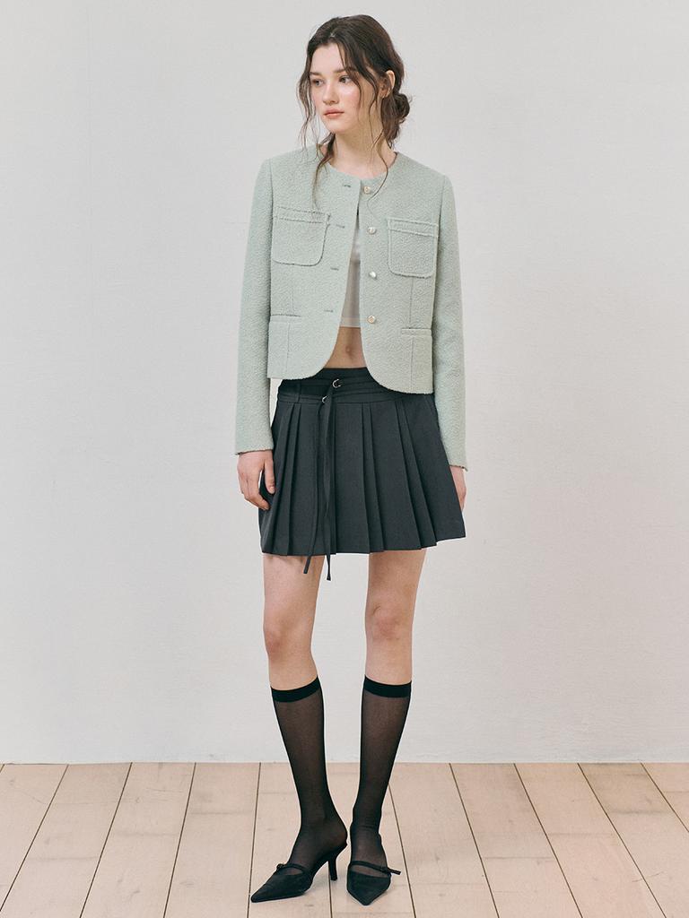 Etmont Double Pleats Skirt, Charcoal