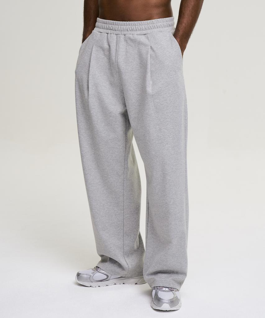 Leijibi [Summer] One-Pleat Wide Fit Fresh Sweatpants M Melange Grey