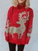 New Year holiday pullover sweater with gold thread, brushed jacquard, big snowflakes, reindeer, Christmas sweater for women 3544 KTB