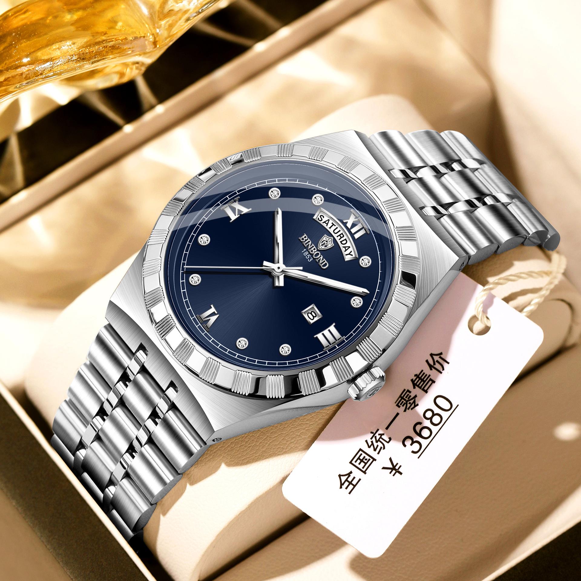 Genuine Brand Men s Luminous Quartz Watch with Double Calendar - Trendy, Waterproof Wristwatch