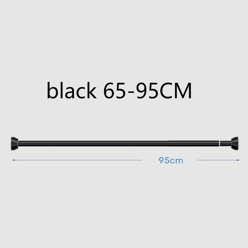 Schwarz 65-255cm Verstellbarer Edelstahl Wäscheständer Bohrfreie Teleskopstange Vorhangstange für Balkon Badezimmer