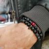 New Men's Beaded Bracelet Set, Map Stone Black Gallstone Cross Bracelet Elastic Bracelet Combination