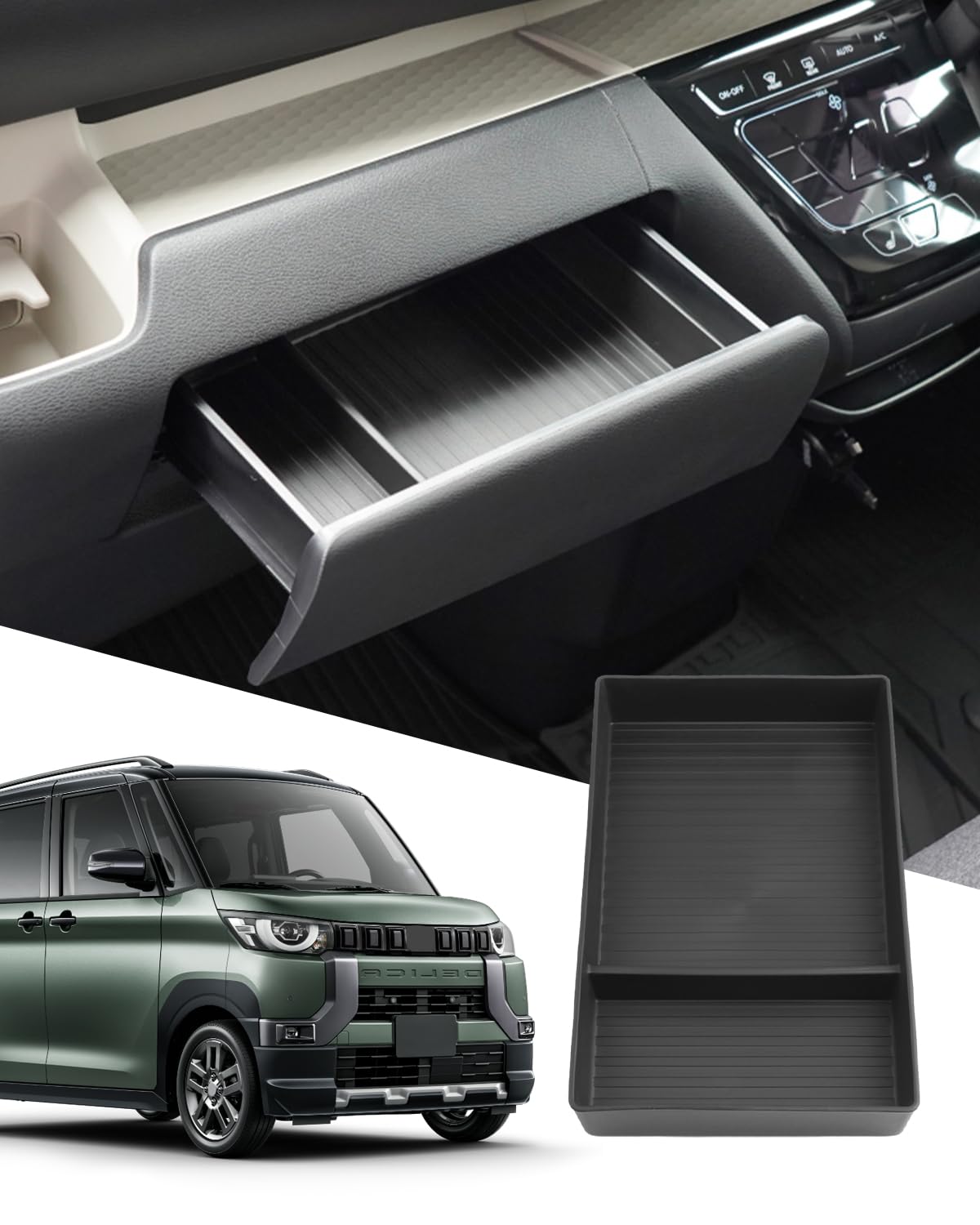 

SXCY New Mitsubishi Delica Mini Open Tray Passenger Seat Passenger Seat Console Center Console Storage Tray Custom Interior Easy Installation Mat,