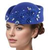 Rhinestone Flower Fascinator Hat for Teaparty Cocktail Party Female Pillbox Hat Roleplay Bowler Hat for Formal Occasion
