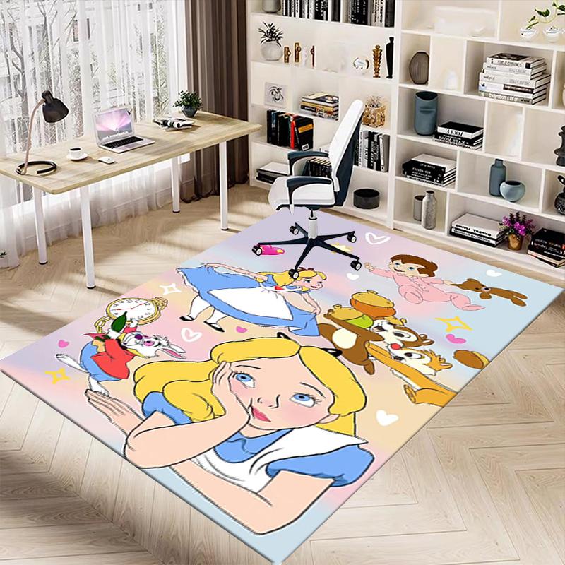 Alice Wonderland Adventure Carpet For Playroom Bedroom Living Room Sofa Home Decorkids Game Area Rug Nonslip Floor Mat