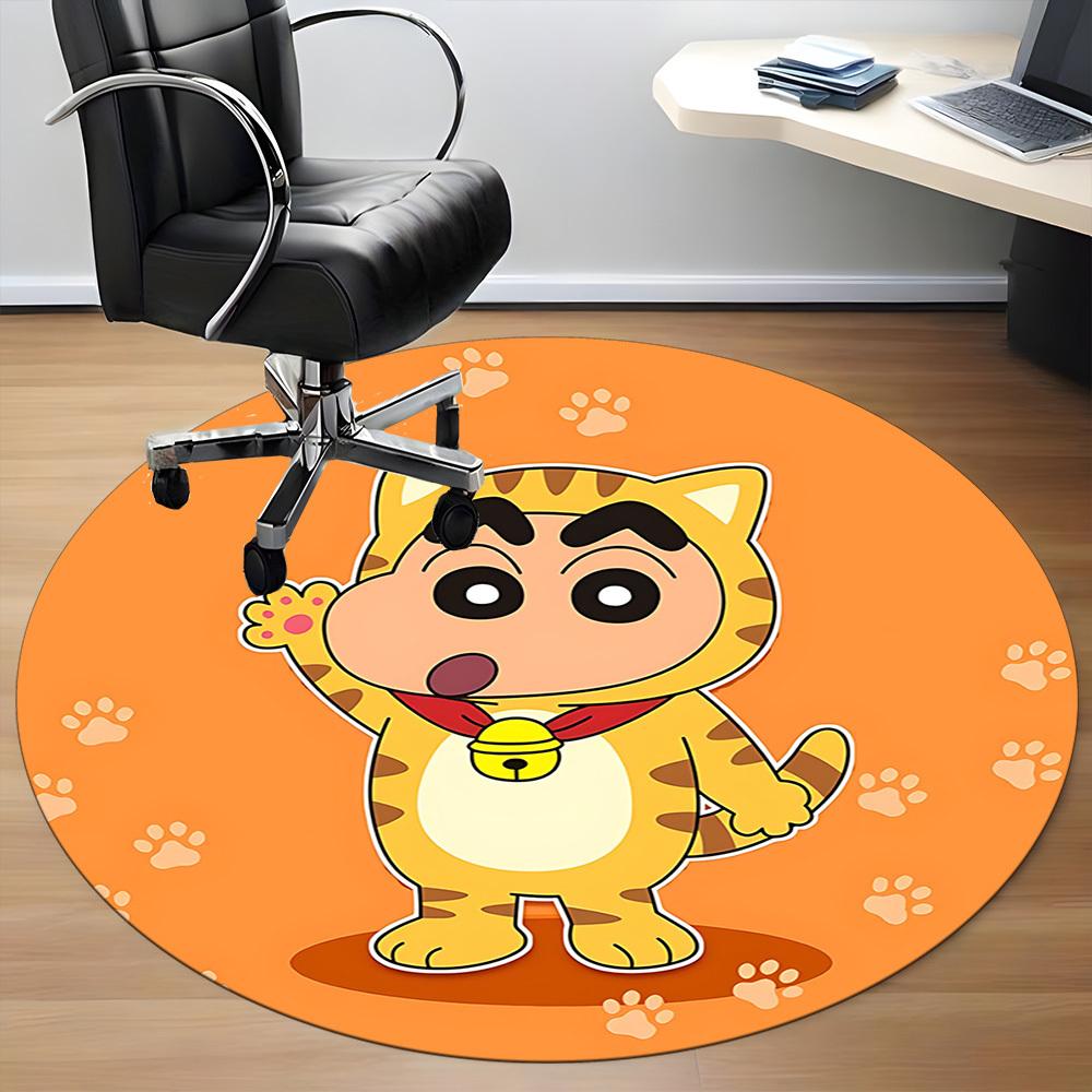 1pc Crayon Shin-chan Tiger Office Round Area Rug, Under Office Chairs Bedroom Living Room Home Decor A1022382