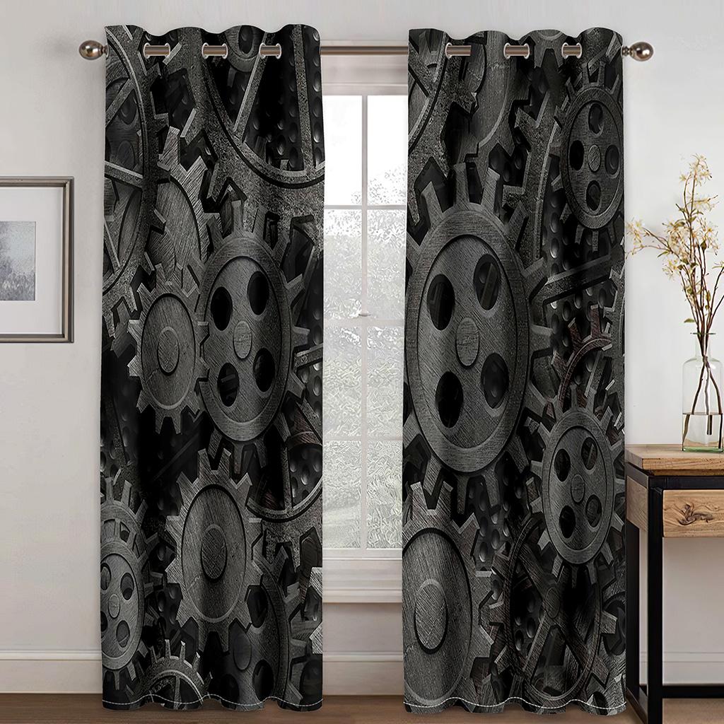 Clock Watch Gear Machine Gold Luxury Window Curtains In Kids Bedroom Living Room Hall Treatments Kitchen Decor Drapes Blinds