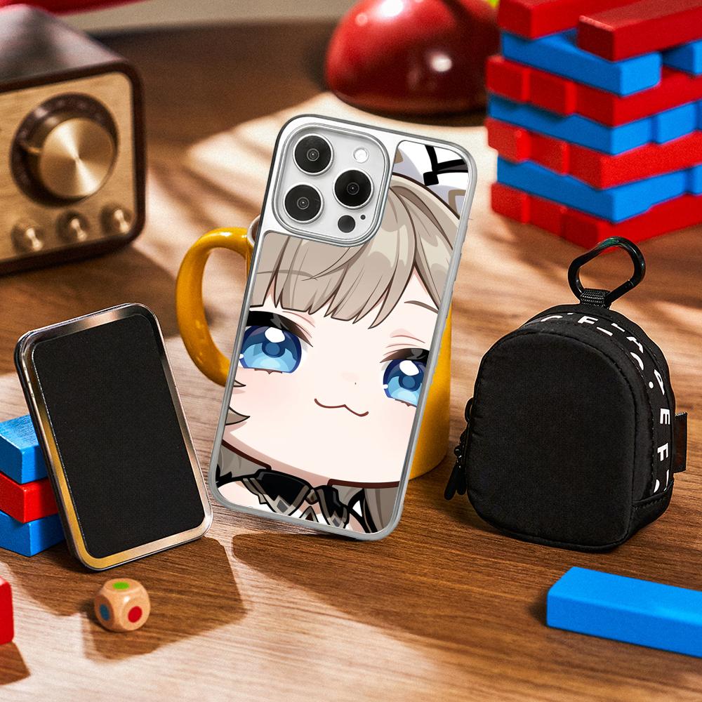 

Sandrone game girl cute poster pattern Phone Case for iPhone 16 15 14 13 12 11 Pro Max Sheepskin Silver-edged protective case iPhone11