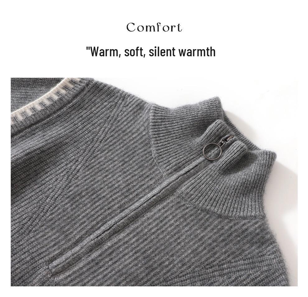 Lekasha Gray Cashmere Stand-Up Collar Sweater - Versatile Inner & Outer Layer for Autumn/Winter Girls' Fashion.