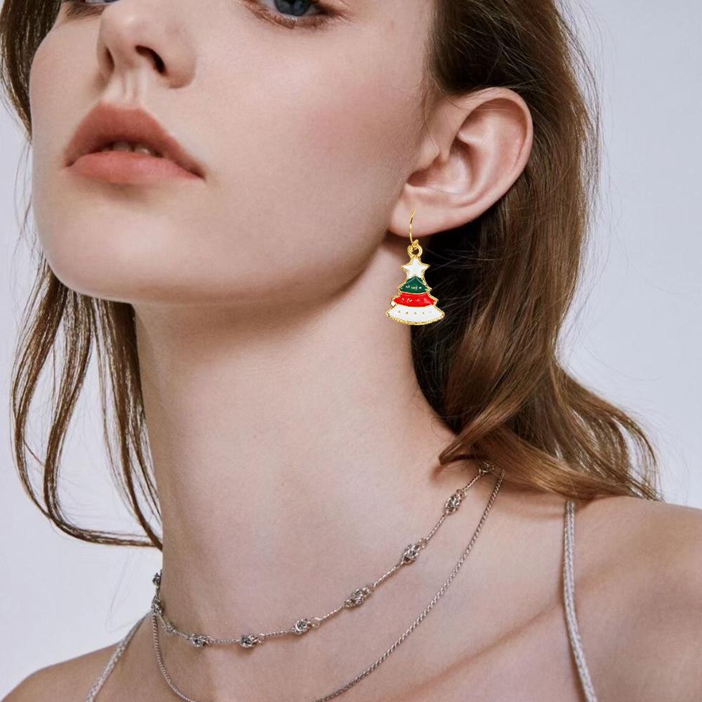 Christmas Series 6 Pairs Of Snowflake Bell Earring Combination Set Cross-border Cartoon Drip Oil Reindeer Santa Earrings