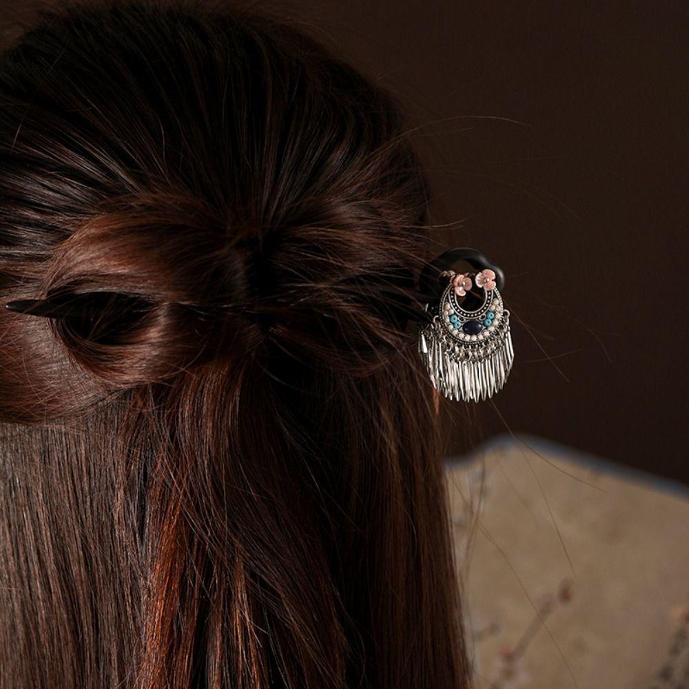 Wood Sandalwood Hair Stick Wooden Hanfu Headwear Chinese Style Hairpin Hairstyle Design Tool