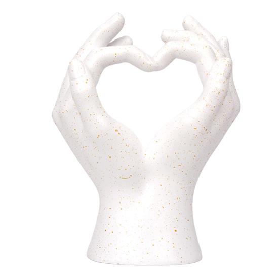 Estatueta de gesto de amor em resina, coração de amor, mãos, escultura, gesto de coração, peça de arte, ornamento de mesa para casa, sala de estar, quarto