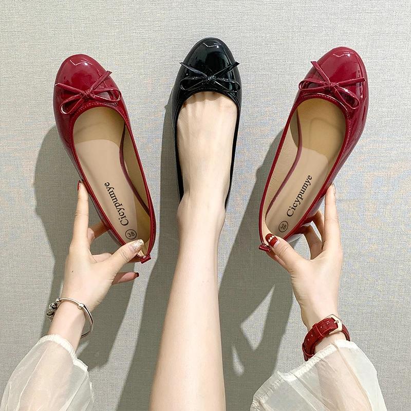 Women's Bow Flat Shoes, Round Head Soft Sole Non-slip Commuter Casual Shoes