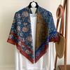 [Variety sunscreen shawl retro printed square scarf women's summer silk cotton silk scarf