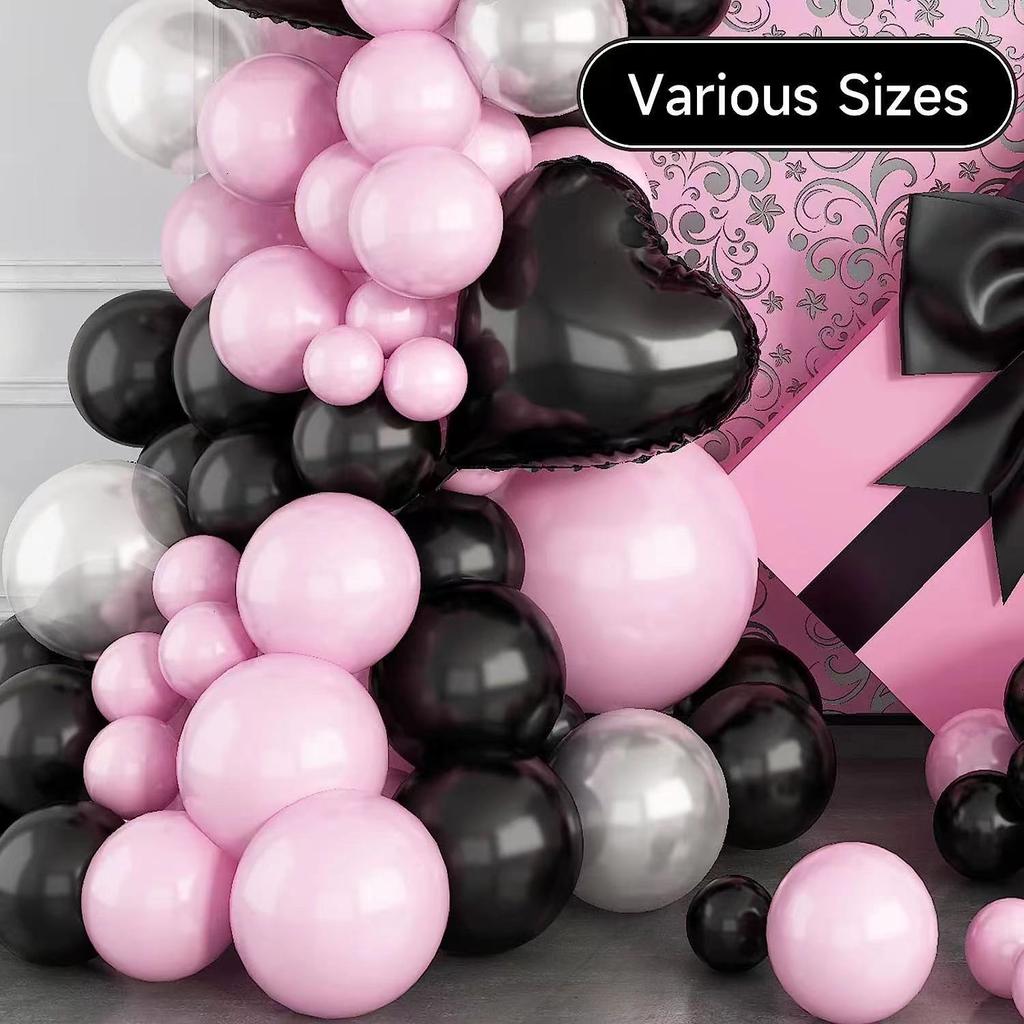 Pink Themed Balloon Wreath Arch Set Heart Foil Balloon Chain Set Birthday Wedding Party Decoration