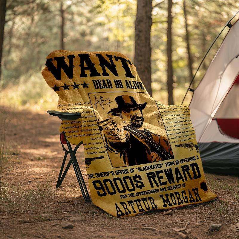 1pc Red Dead Redemption Theme Blanket - Digital Print, Polyester, Cozy for All Seasons, Perfect for Outdoor, and Travel