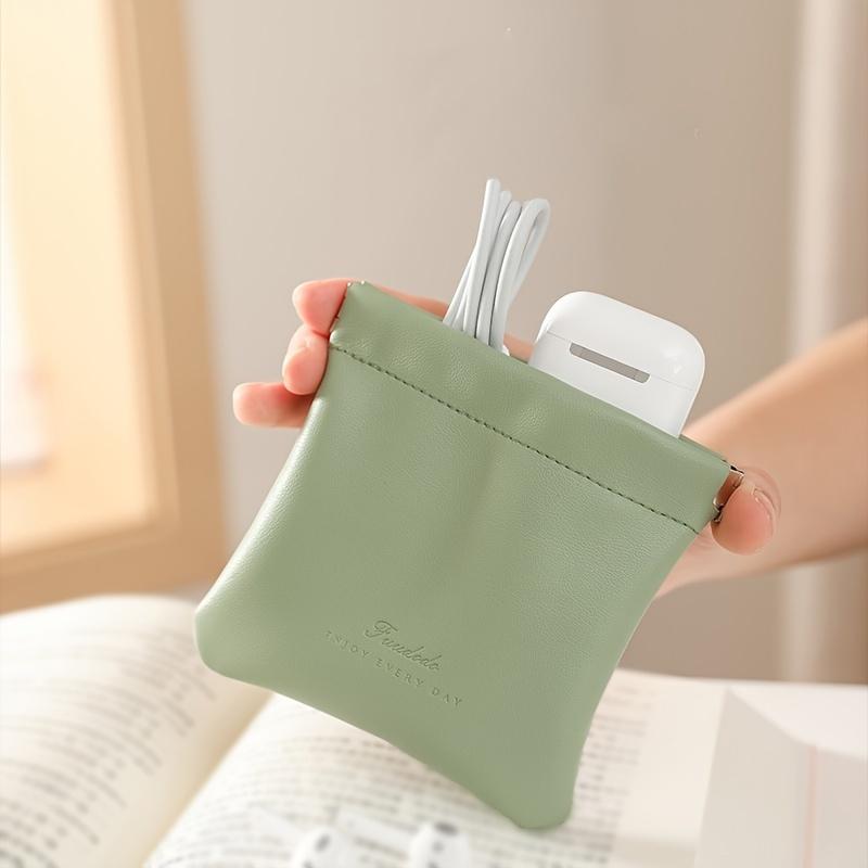 Makeup Bag for Women, Portable Lipstick Storage Bag, Mini Faux Leather Coin Squeeze Wallet, Solid Color Cash Bag