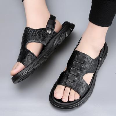 Herren Sandalen mit Krokodilmuster, weiche, rutschfeste Herrenschuhe, hochwertige Strandsandalen, Herren-Gladiatorsandalen, Sommer-Freizeitschuhe mit flachen Schuhen