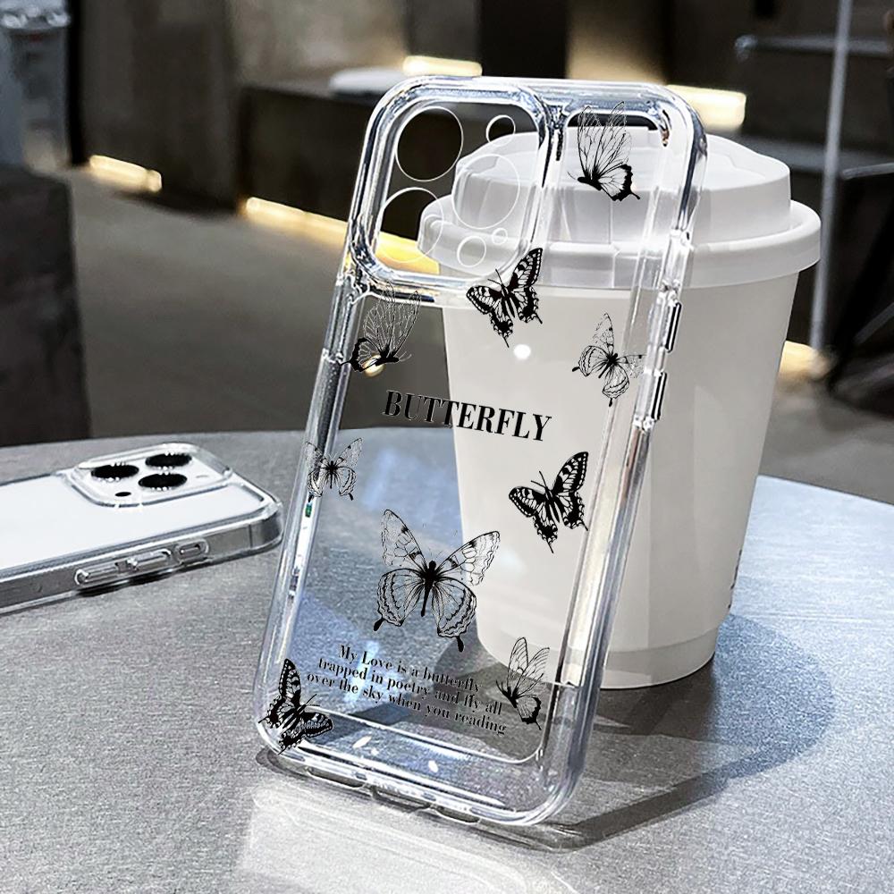 Trendy Butterfly Phone Case For Xiaomi 17 Pro Max 15T 14T 13T 12T Pro For Xiaomi 15 14 13 12 Mi 11 Lite 5G Transparent TPU Cover