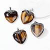 2pcs Natural Stone Heart Shape Necklace Pendant Healing Love Crystal Pendants Amethysts Charms Necklaces Jewelry Women 31*35MM