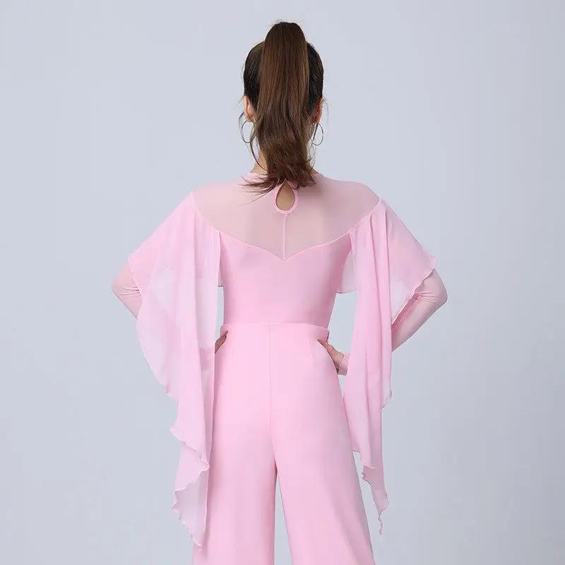 Sexy Latin Dance Women Performance Ballroom Evening Dresses Leotard Clothes Waltz Samba Tango Blouse Practice Costumes