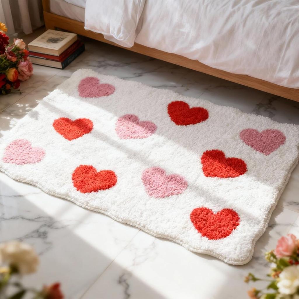 VIKAMA Ins Style Minimalist Bathroom Carpet Bathroom Shower Room Absorbent Carpet Valentine's Day Atmosphere Home Decoration