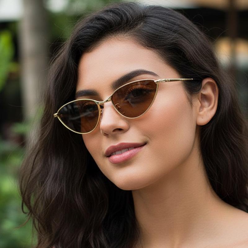 Women's sunglasses men's and women's retro metal cat eye sunglasses