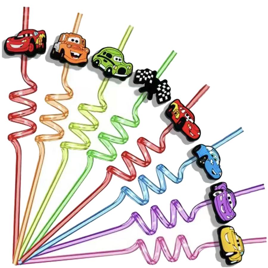 Lightning McQueen Cars Geburtstagsparty Dekoration Geschirrset Pappteller Becher Serviette Tischdecke Stempel Spielzeug Kinderparty Zubehör white