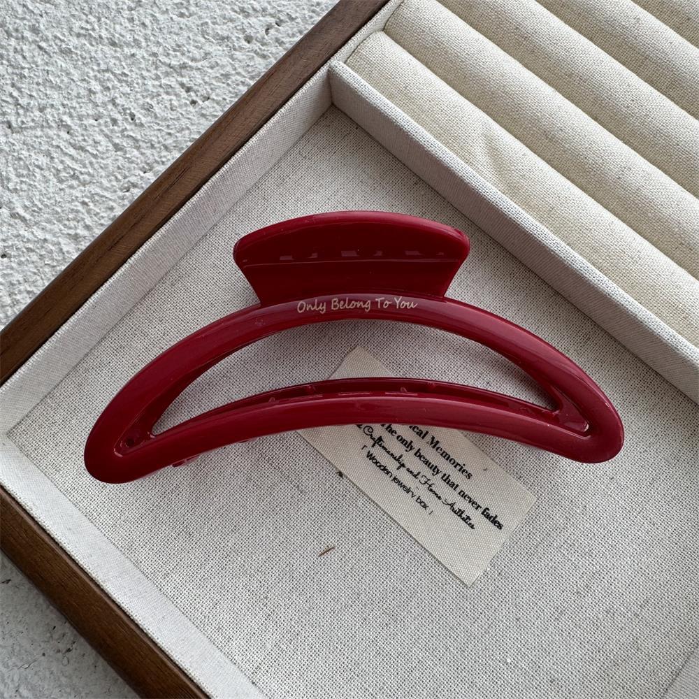 New Year Red Collection: Large Gold Logo Hair Claw—Back of Head Shark Clip Accessory