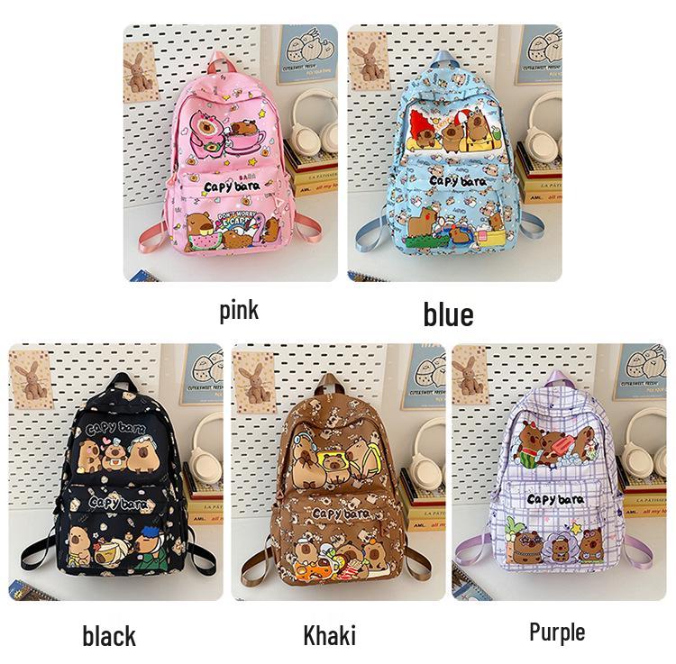 2025 Trendy Capybara Print Backpack: Cute, Fashionable, Versatile Double Shoulder Bag with Large Capacity for Students
