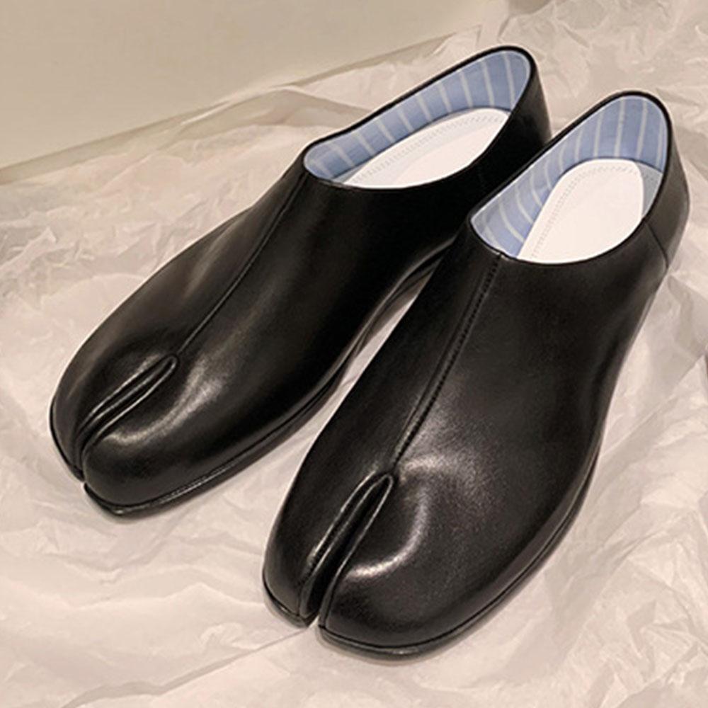 

Burst Silver Tabi Shoes Women Split Toe Flats Spring Soft Loafers Female Slip-On Slides 40