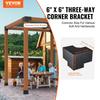Pergola Bracket Kit 6''x6'', Inner Size 5.6"x5.6 4pcs 3-Way Heavy Duty Corner Bracket Woodworks DIY Post Base Kit, Easy Installation Wooden Beams for