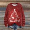 Ladies' Fashionable Casual Long Sleeved Beautiful Christmas Tree Print Round Neck Yarn Knitting