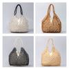 Fashion Polyester Lining Beaded Shoulder Bag Large Capacity Handwoven Ladies Handbag Bucket Shape Women Crossbody Bag Ladies