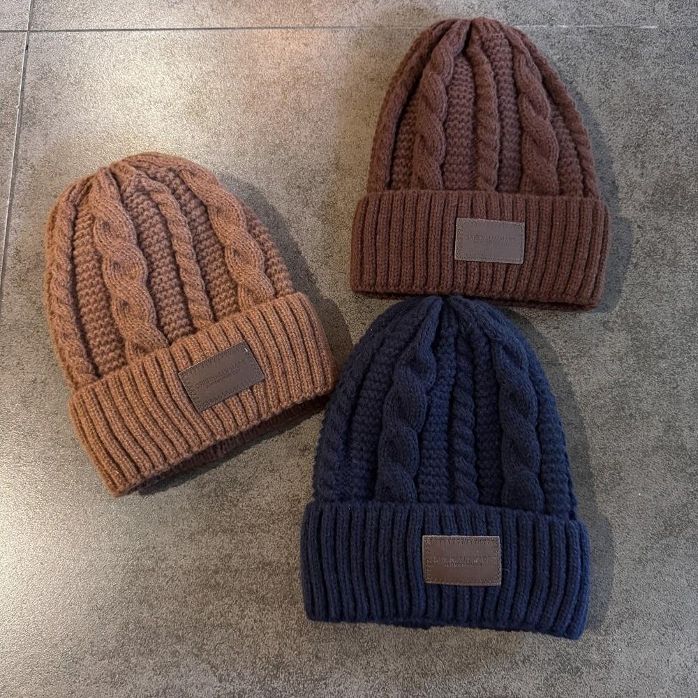 Casual Versatile Winter Knitted Hat Fleece-lined Warm Couple Beanie Thickened Coldproof Beanie Cap Unisex