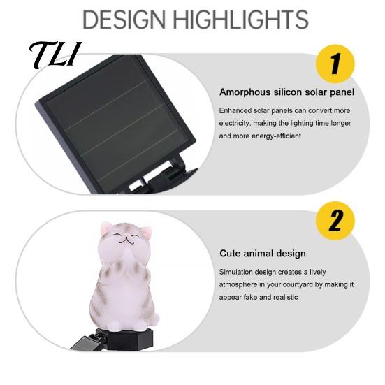 Outdoor Solar Lights Cat Garden Light, Waterproof Pathway Powered Yard Decor LED Lamp for Patio Lawn Decoration Energy Saving Illumination