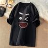 Korean loose fit fashionable trendy American retro happy emotional T-shirt casual men multifunctional couple set
