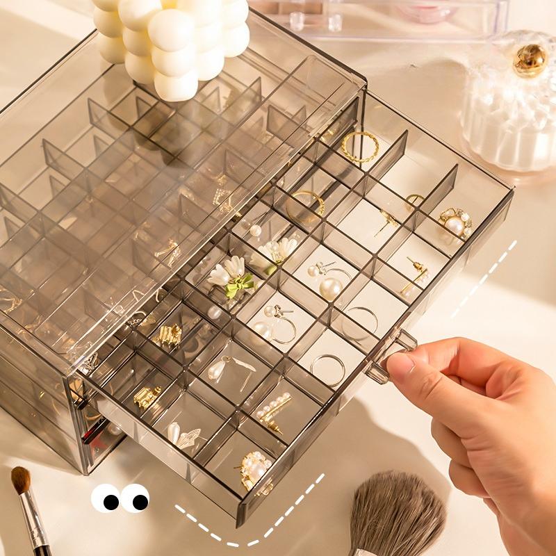 Jewelry Storage Box, Bracelet, Earrings, Stud Earrings, Earrings, Bracelet 72 Grids, Anti-oxidation New Drawer, Transparent Acrylic Box.