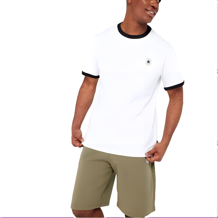 Converse T Shirts Men's White Crew Neck Moderate Straight Fit 10025909-A02