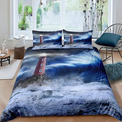 Sea Waves Duvet Cover Sets For Teens Adults Lightweight Quilt Covers Blue Ocean Coastal Themed Bedding Set Room Decor No Quilt