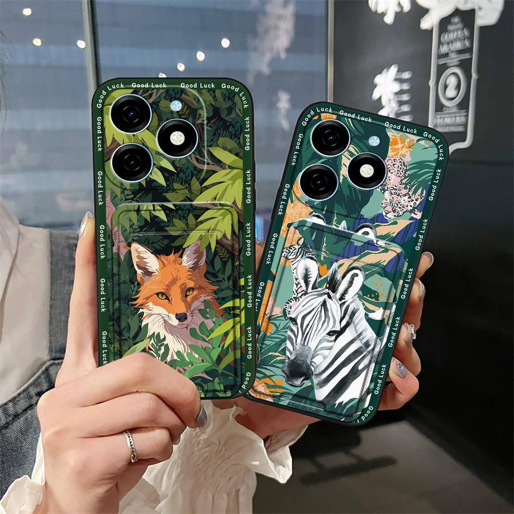Card Slot Cartoon Phone Case For Tecno Spark20/KJ5 Cute Protective Soft Case Anti-knock Graffiti Fashion Design TPU