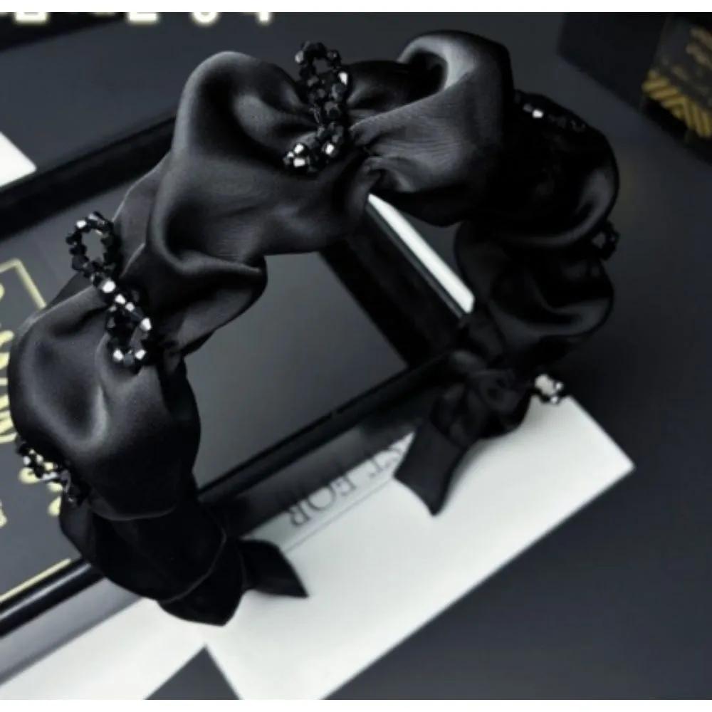 Slicked-back daily headband, wedding guest face wash, flyaway hair women s fixing cubic zirconia headband black