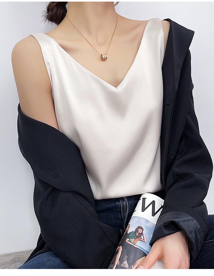 Dames Zomer Satijnen Zijden Camisole: Mouwloze Top, Basislaag van IJszijde, Veelzijdig Ondergoed of Bovenkleding