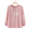 Tang Style Jacquard Embroidered Seven-Sleeve Top for Middle-Aged Women