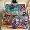 Stylish Anime Demon Slayer Flannel Blanket Warm Printed Throw for Bedroom Living Room Sofa Bed Picnic Travel Use-Xin