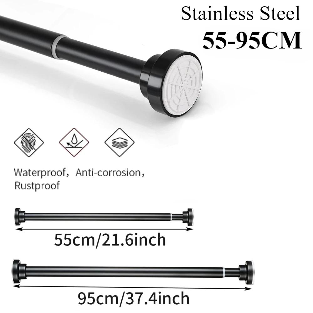 50-260cm Multifunktionale Federbelastete Ausziehbare Stange Verstellbare Gardinen Teleskopstange Haushalt Hängestangen Badezimmerprodukt