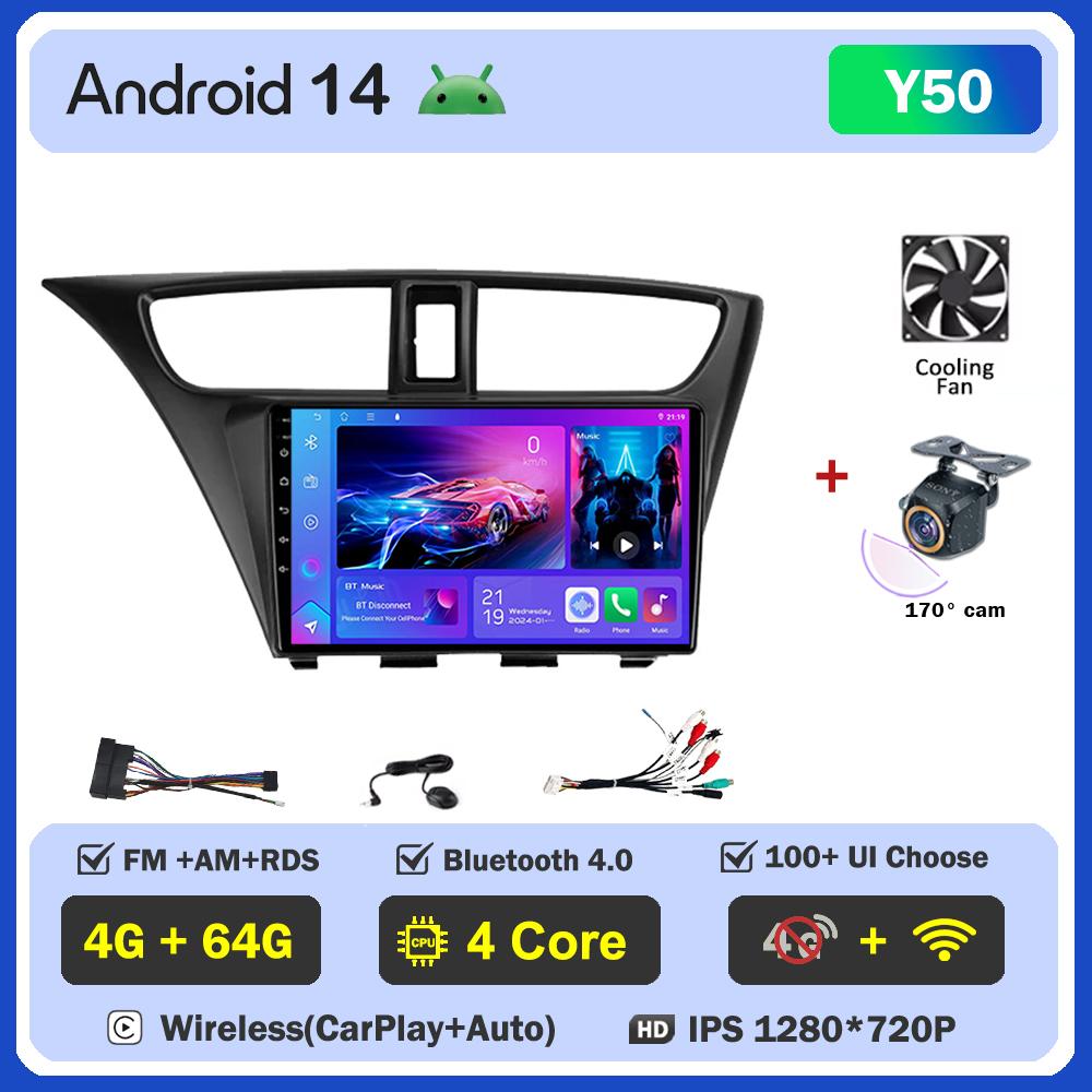 For Honda Civic 9 FK FB 2012 - 2017 Car Radio Player Car Carplay Screen Autoradio Mirr 4G or Link Car Intelligent Systems 8 Core